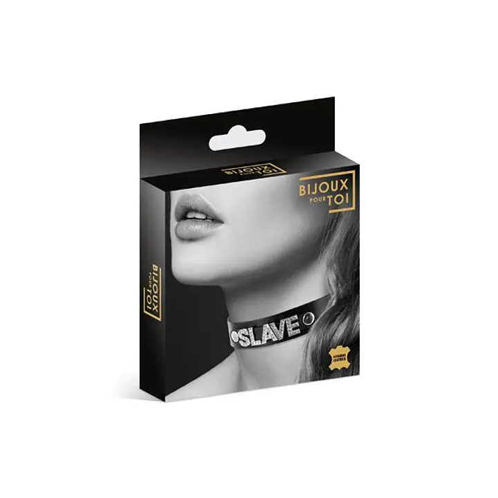 Чокер зі стразами Bijoux Pour Toi - SLAVE, натуральна шкіра - Master