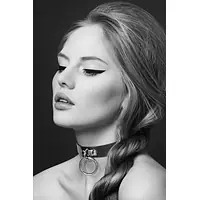 Чокер з кільцем для повідця Bijoux Pour Toi - FETISH Black, екошкіра - Master