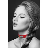 Чокер з кільцем для повідця Bijoux Pour Toi - FETISH Red, екошкіра - Master