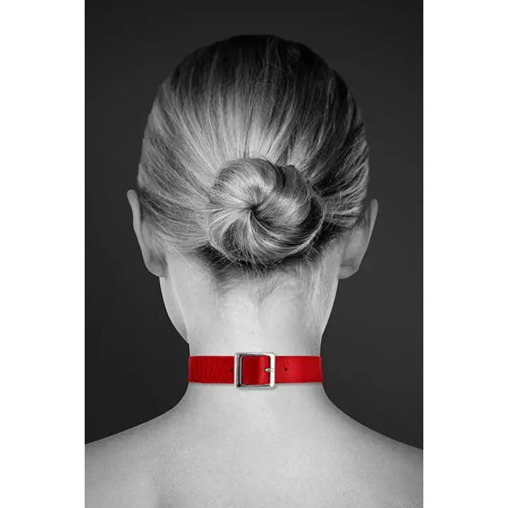 Чокер з кільцем для повідця Bijoux Pour Toi - FETISH Red, екошкіра - Master
