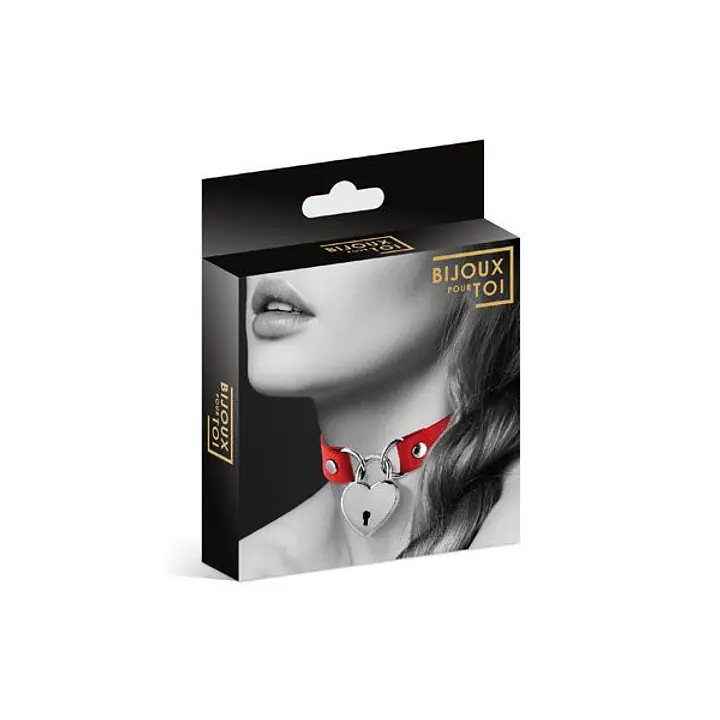 Чокер з замочком-сердечком Bijoux Pour Toi - HEART LOCK Red, екошкіра - Master