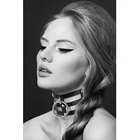Чокер потрійний з кільцем для повідця Bijoux Pour Toi - FETISH, екошкіра - Master