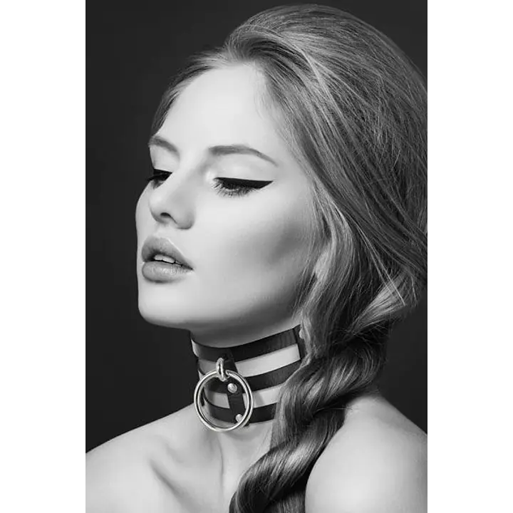 Чокер потрійний з кільцем для повідця Bijoux Pour Toi - FETISH, екошкіра - Master