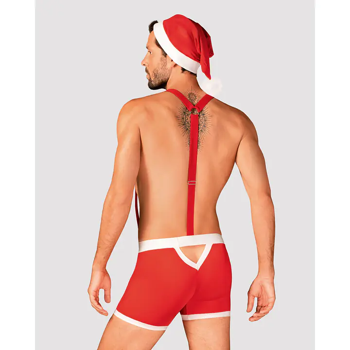 Чоловічий еротичний костюм Санта-Клауса Obsessive Mr Claus L/XL, боксери на підтяжках, шапочка з пом - Master