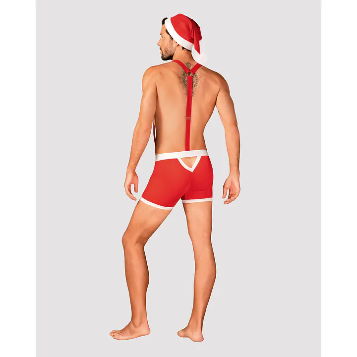 Чоловічий еротичний костюм Санта-Клауса Obsessive Mr Claus L/XL, боксери на підтяжках, шапочка з пом - Master