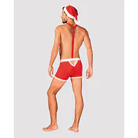 Чоловічий еротичний костюм Санта-Клауса Obsessive Mr Claus 2XL/3XL, боксери на підтяжках, шапочка з - Master
