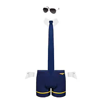 Еротичний костюм пілота Obsessive Pilotman set S/M, боксери, манжети, комір з краваткою, окуляри - Master