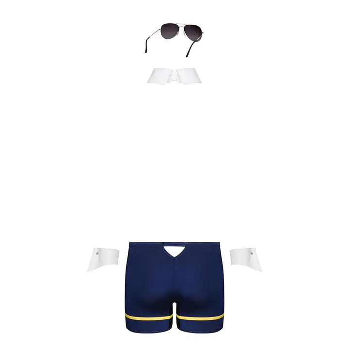 Еротичний костюм пілота Obsessive Pilotman set S/M, боксери, манжети, комір з краваткою, окуляри - Master