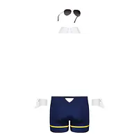 Еротичний костюм пілота Obsessive Pilotman set 2XL/3XL, боксери, манжети, комір з краваткою, окуляри - Master