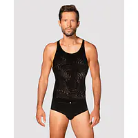 Чоловіча напівпрозора майка-борцовка з візерунком Obsessive T103 tank top S/M/L, чорна - Master