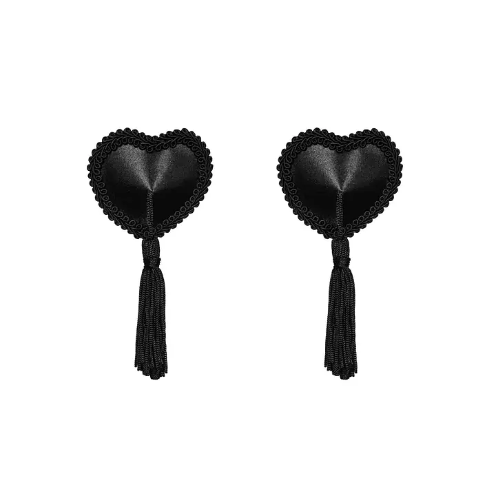 Еротичні наклейки на соски з пензликами Obsessive Tassel nipple covers black - Master