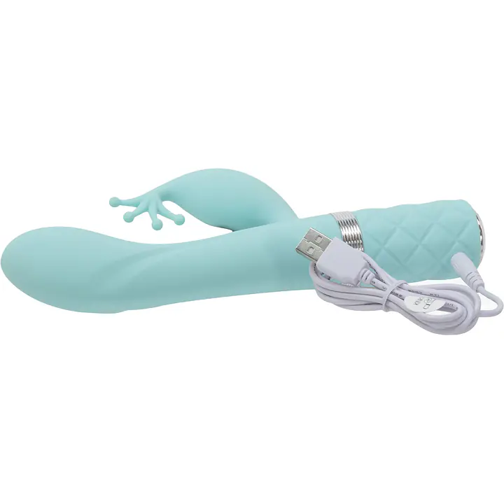 Розкішний вібратор-кролик Pillow Talk - Kinky Teal з кристалом Сваровські, потужний - Master