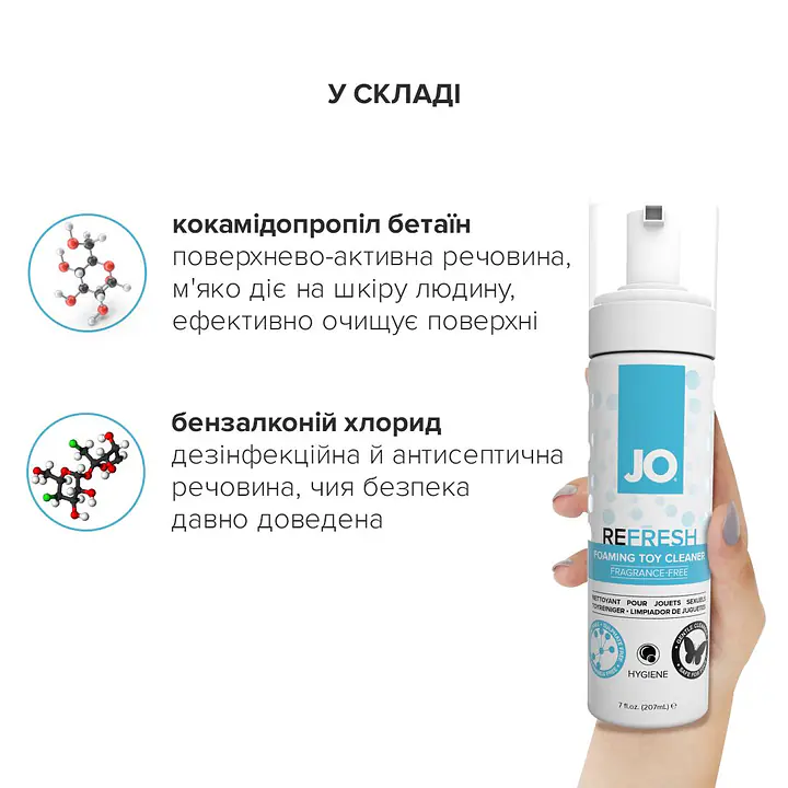 М’яка пінка для очищення іграшок JO REFRESH (207 мл) дезінфікує, проникає глибоко - Master