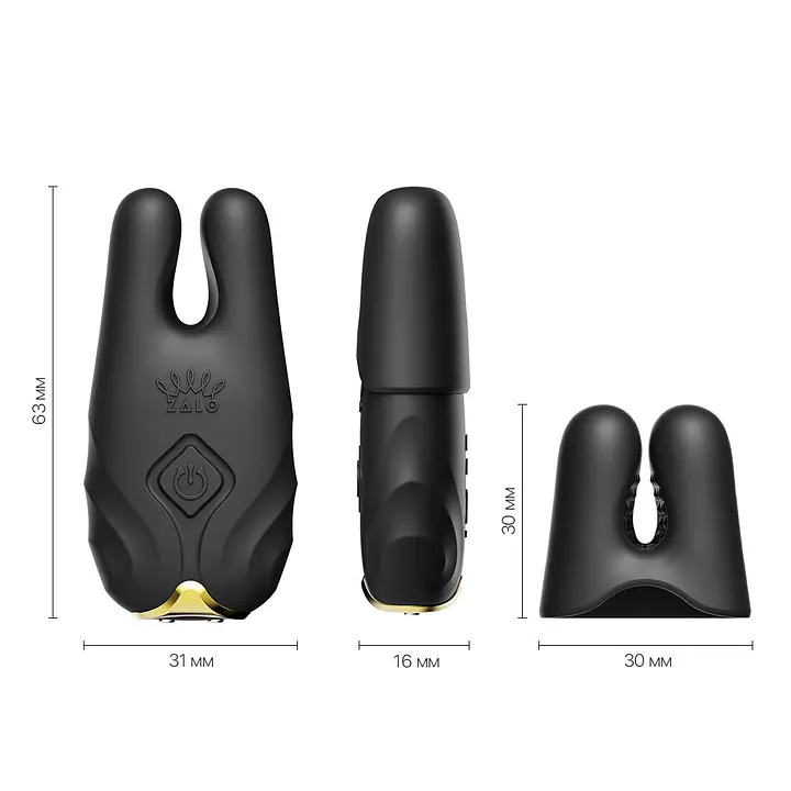 Смарт-вібратор для грудей Zalo - Nave Obsidian Black, пульт ДК, робота через додаток - Master