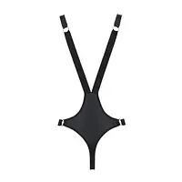 Чоловіче боді з люверсами Passion 028 HARRY L/XL Black, екошкіра, на шлейках - Master