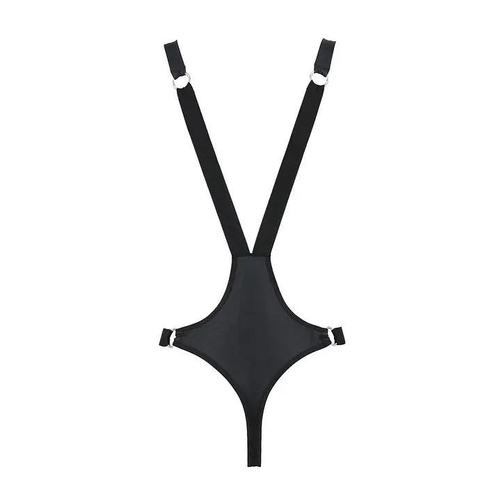 Чоловіче боді з люверсами Passion 028 HARRY S/M Black, екошкіра, на шлейках - Master