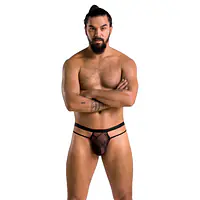 Чоловічі прозорі стринги Passion 029 THONG COLLIN L/XL Black, сітка - Master