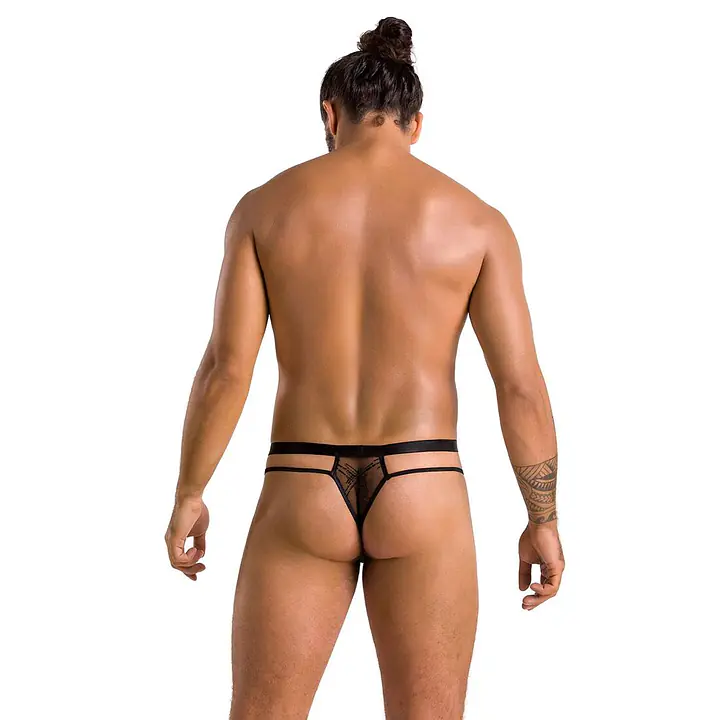 Чоловічі прозорі стринги Passion 029 THONG COLLIN L/XL Black, сітка - Master