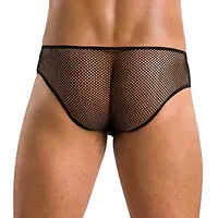 Чоловічі труси зі шнурівкою Passion 035 SLIP RICHARD L/XL Black, екошкіра, сітка - Master