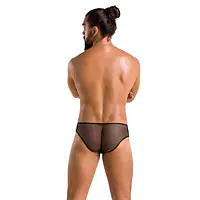 Чоловічі труси зі шнурівкою Passion 035 SLIP RICHARD L/XL Black, екошкіра, сітка - Master