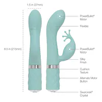Розкішний вібратор-кролик Pillow Talk - Kinky Teal з кристалом Сваровські, потужний - Master