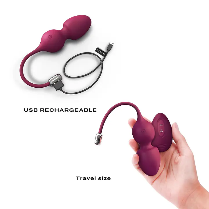 Вагінальні кульки Dorcel LOVE BALLS PLUM, вібрації та рухи внутрішньої кульки, пульт ДК - Master
