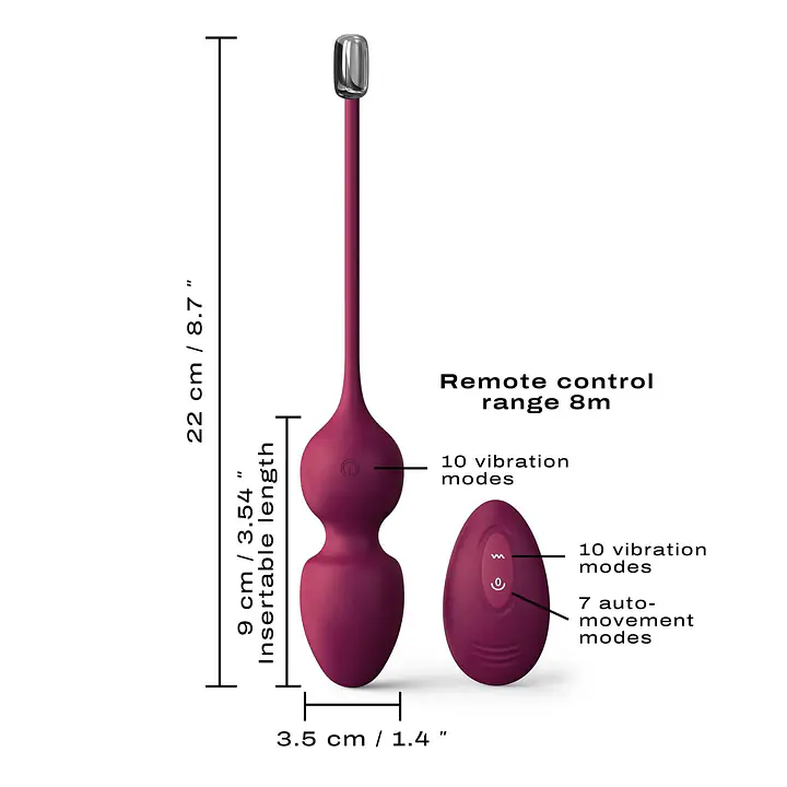 Вагінальні кульки Dorcel LOVE BALLS PLUM, вібрації та рухи внутрішньої кульки, пульт ДК - Master