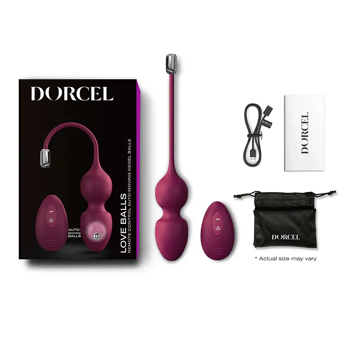 Вагінальні кульки Dorcel LOVE BALLS PLUM, вібрації та рухи внутрішньої кульки, пульт ДК - Master