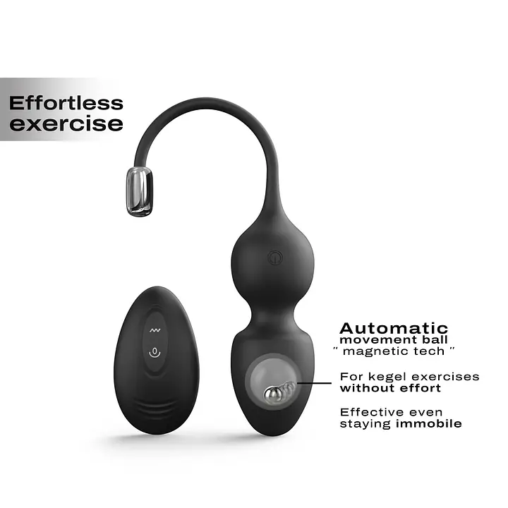 Вагінальні кульки Dorcel LOVE BALLS BLACK, вібрації та рухи внутрішньої кульки, пульт ДК - Master