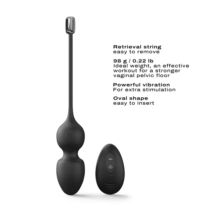 Вагінальні кульки Dorcel LOVE BALLS BLACK, вібрації та рухи внутрішньої кульки, пульт ДК - Master