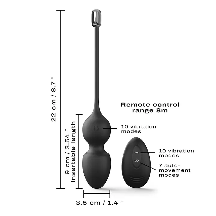 Вагінальні кульки Dorcel LOVE BALLS BLACK, вібрації та рухи внутрішньої кульки, пульт ДК - Master