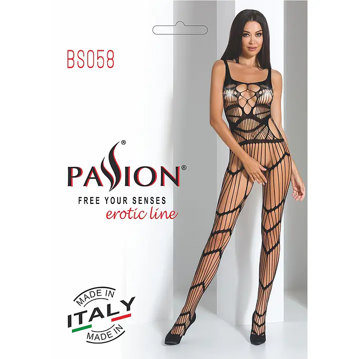 Бодістокінг Passion BS058 black, комбінезон, дуже повітряний - Master