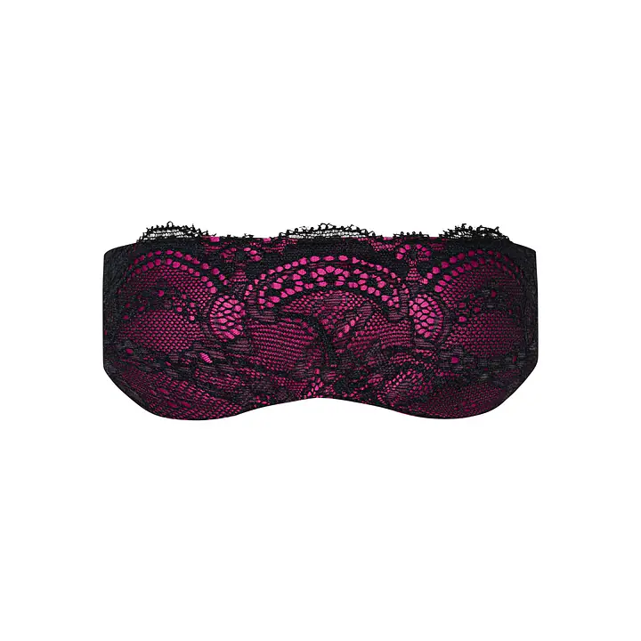 Атласна маска для сну Obsessive Roseberry mask, pink, прикрашена мереживом - Master