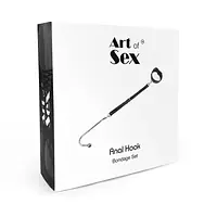 Анальний гак 2 із нашийником з натуральної шкіри Art of Sex - Anal hook, Чорний - Master