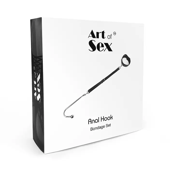 Анальний гак 2 із нашийником з натуральної шкіри Art of Sex - Anal hook, Чорний - Master