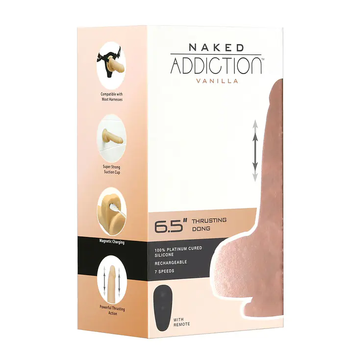 Фалоімітатор-пульсатор Naked Addiction 6.5″ Thrusting Dong With Remote, рухи вперед-назад, пульт ДК - Master