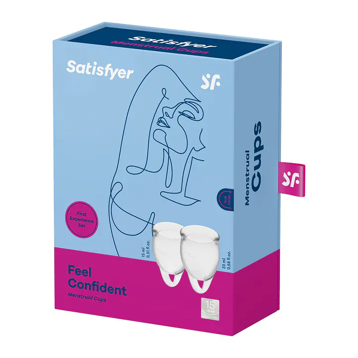 Набір менструальних чаш Satisfyer Feel Confident (Transparent), 15мл та 20мл, мішечок для зберігання - Master
