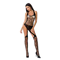 Бодістокінг Passion BS060 black, комбінезон, імітація трусиків і гольфів - Master