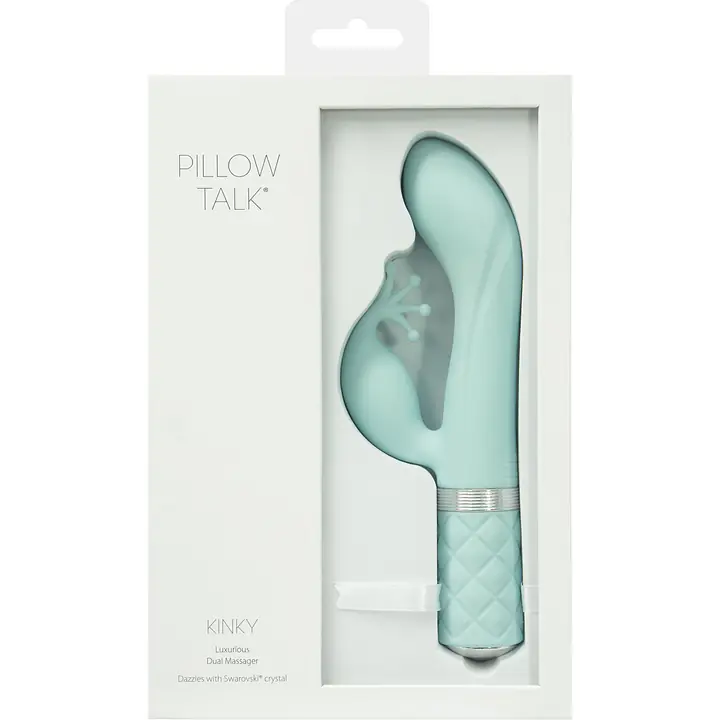 Розкішний вібратор-кролик Pillow Talk - Kinky Teal з кристалом Сваровські, потужний - Master