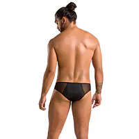 Чоловічі сліпи на блискавці Passion 042 SLIP TIMMY L/XL Black, екошкіра, сітка - Master