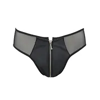 Чоловічі сліпи на блискавці Passion 042 SLIP TIMMY L/XL Black, екошкіра, сітка - Master