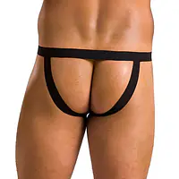 Чоловічі сліпи на шнурівці Passion 044 SLIP BEN XXL/XXXL Black, екошкіра, люверси - Master