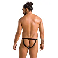 Чоловічі сліпи на шнурівці Passion 044 SLIP BEN XXL/XXXL Black, екошкіра, люверси - Master