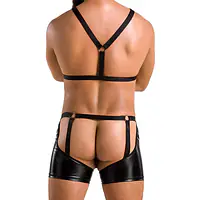 Комплект еротичної чоловічої білизни Passion 047 SET JOHN L/XL Black, труси, портупея - Master