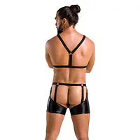 Комплект еротичної чоловічої білизни Passion 047 SET JOHN L/XL Black, труси, портупея - Master