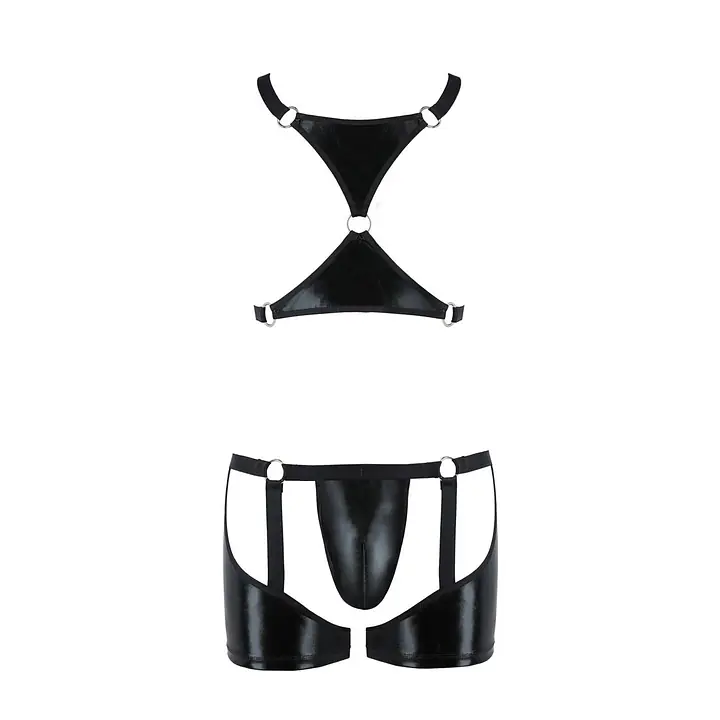 Комплект еротичної чоловічої білизни Passion 047 SET JOHN L/XL Black, труси, портупея - Master