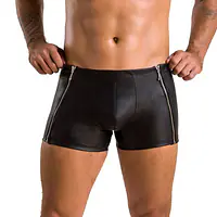 Чоловічі шкіряні боксери з блискавками Passion 049 SHORT MATT L/XL Black - Master