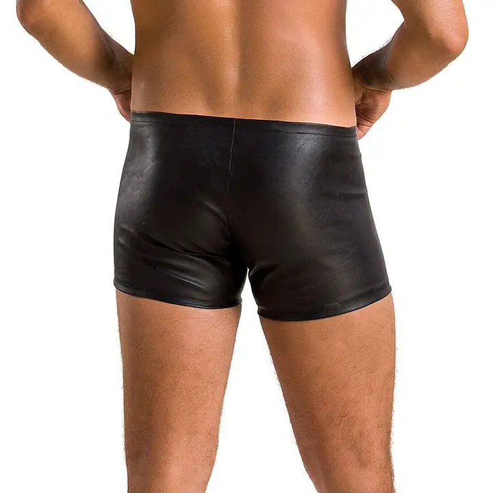 Чоловічі шкіряні боксери з блискавками Passion 049 SHORT MATT L/XL Black - Master