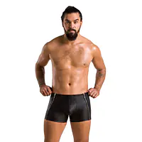 Чоловічі шкіряні боксери з блискавками Passion 049 SHORT MATT L/XL Black - Master