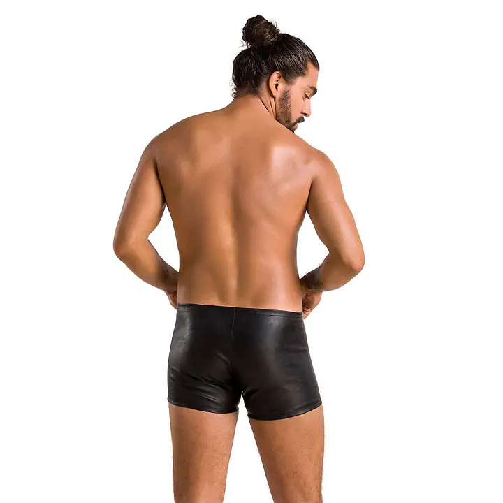 Чоловічі шкіряні боксери з блискавками Passion 049 SHORT MATT L/XL Black - Master